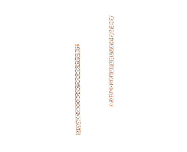 CZ Bar Stud Earrings - Rose Gold - YUNYBOX