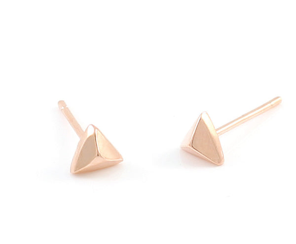 Rose Gold Triangle Pyramid Stud Earrings - YUNYBOX