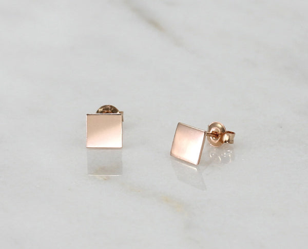 Rose Gold Square Stud Earrings - YUNYBOX