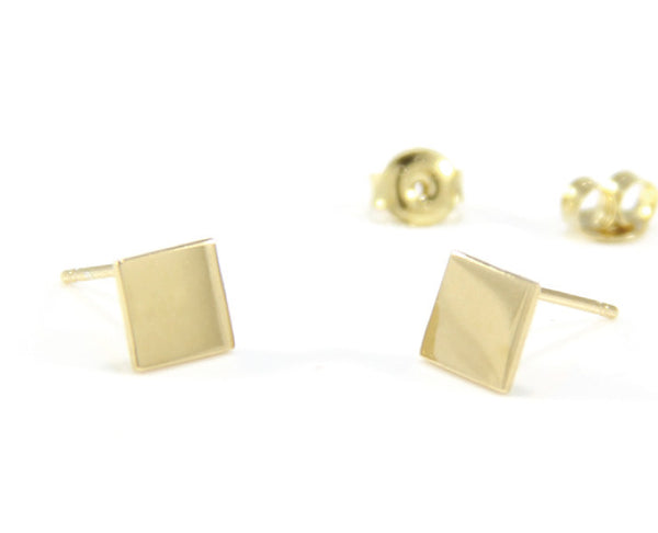 Yellow Gold Square Stud Earrings - YUNYBOX