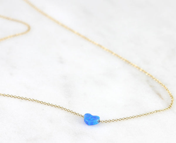 Synthetic Opal Heart Necklace - YUNYBOX