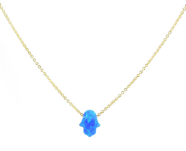 Synthetic Opal Small Hamsa Necklace - YUNYBOX