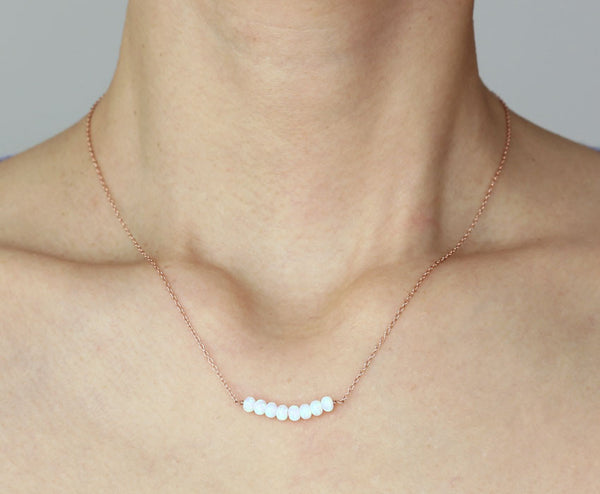White Opal beads Necklace - YUNYBOX