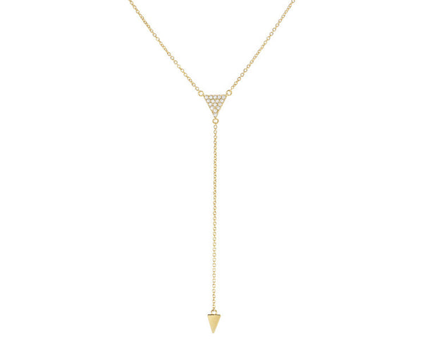 Pave Triangle Lariat Necklace - Yellow Gold - YUNYBOX